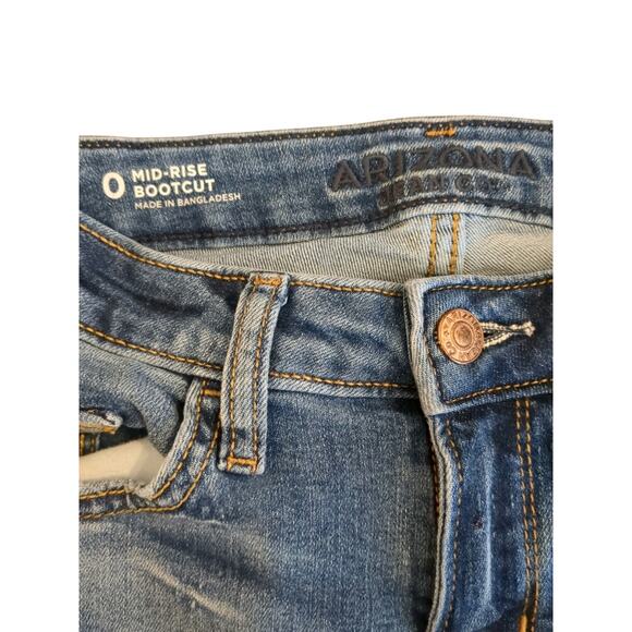Arizona Distressed Midrise Bootcut Stretch Jeans 0 Women's - Picture 7 of 8